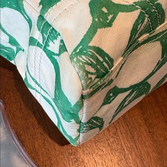 Coach F11995 vintage monogram, green white canvas/brown leather trim like new - Picture 16 of 17